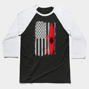 American Flag Kayak Distressed Outrigger Canoe Baseball T-Shirt